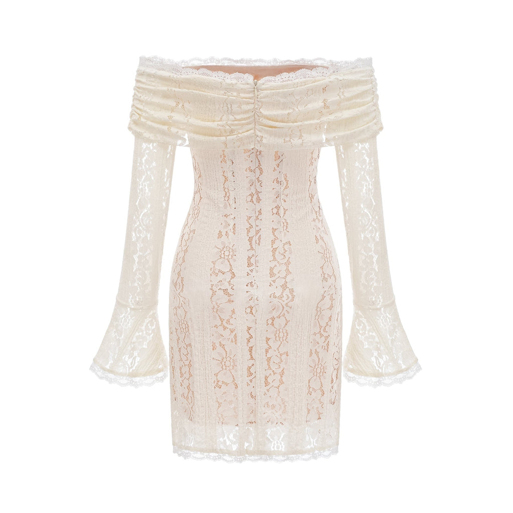Camilla Mini Dress – Long Sleeves – Off the Shoulder – Floral Lace