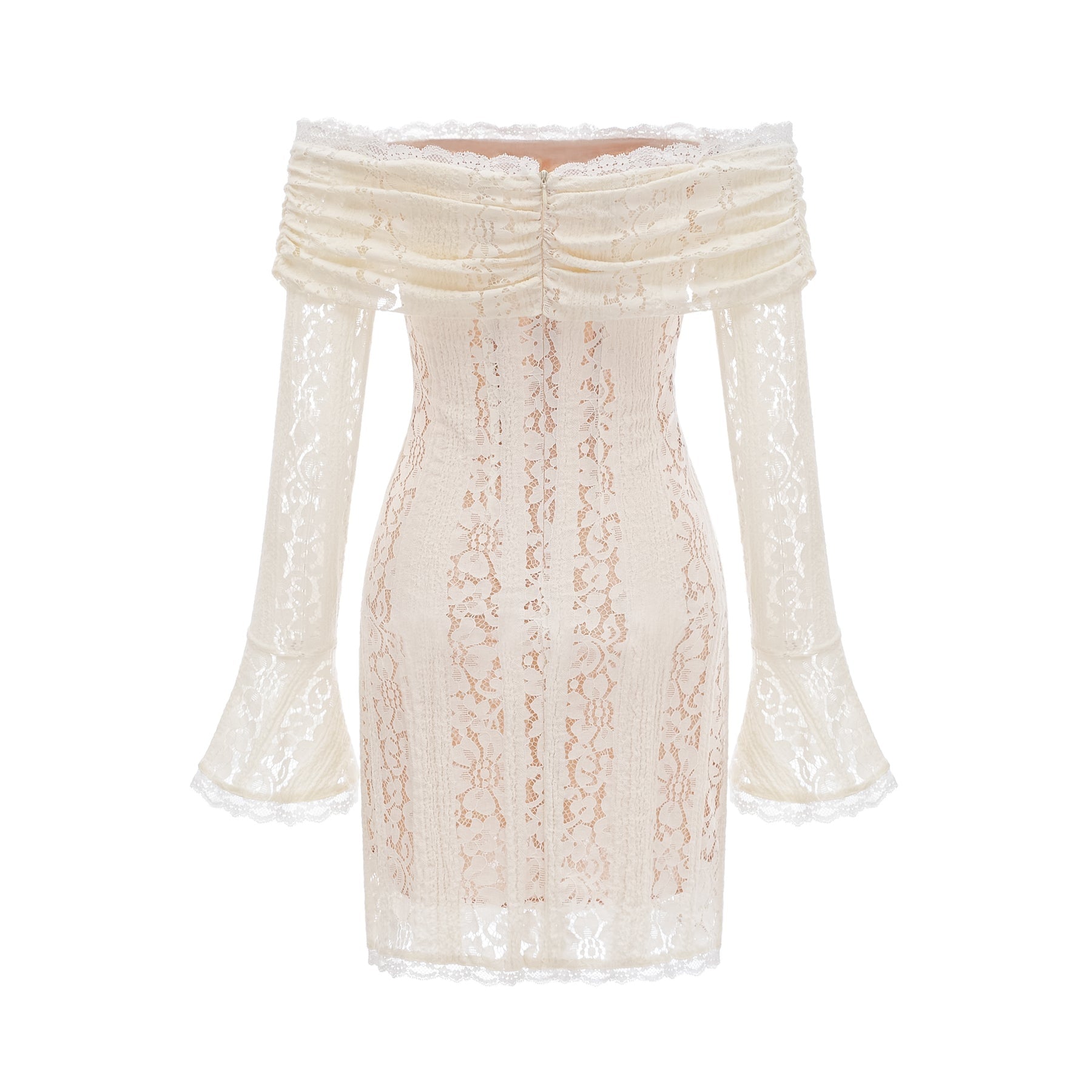 Camilla Mini Dress – Long Sleeves – Off the Shoulder – Floral Lace