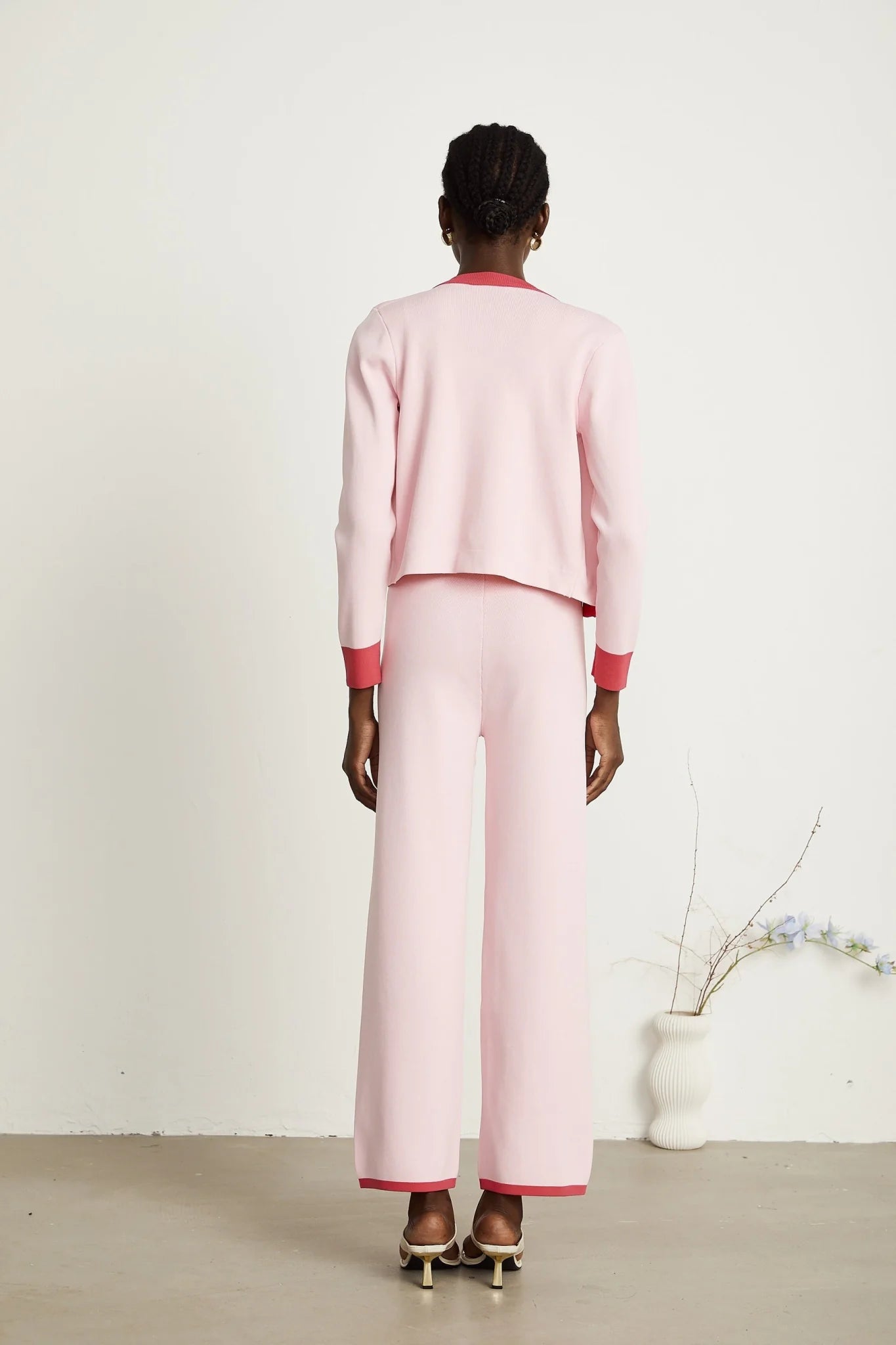 Carlotta Cardigan, Vest & Trousers Set - Round Neck - Front Button Fastening - V - Neck - Knitted Construction