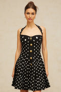 Carly Mini Dress Black & White Polka Dot Flounce Hem