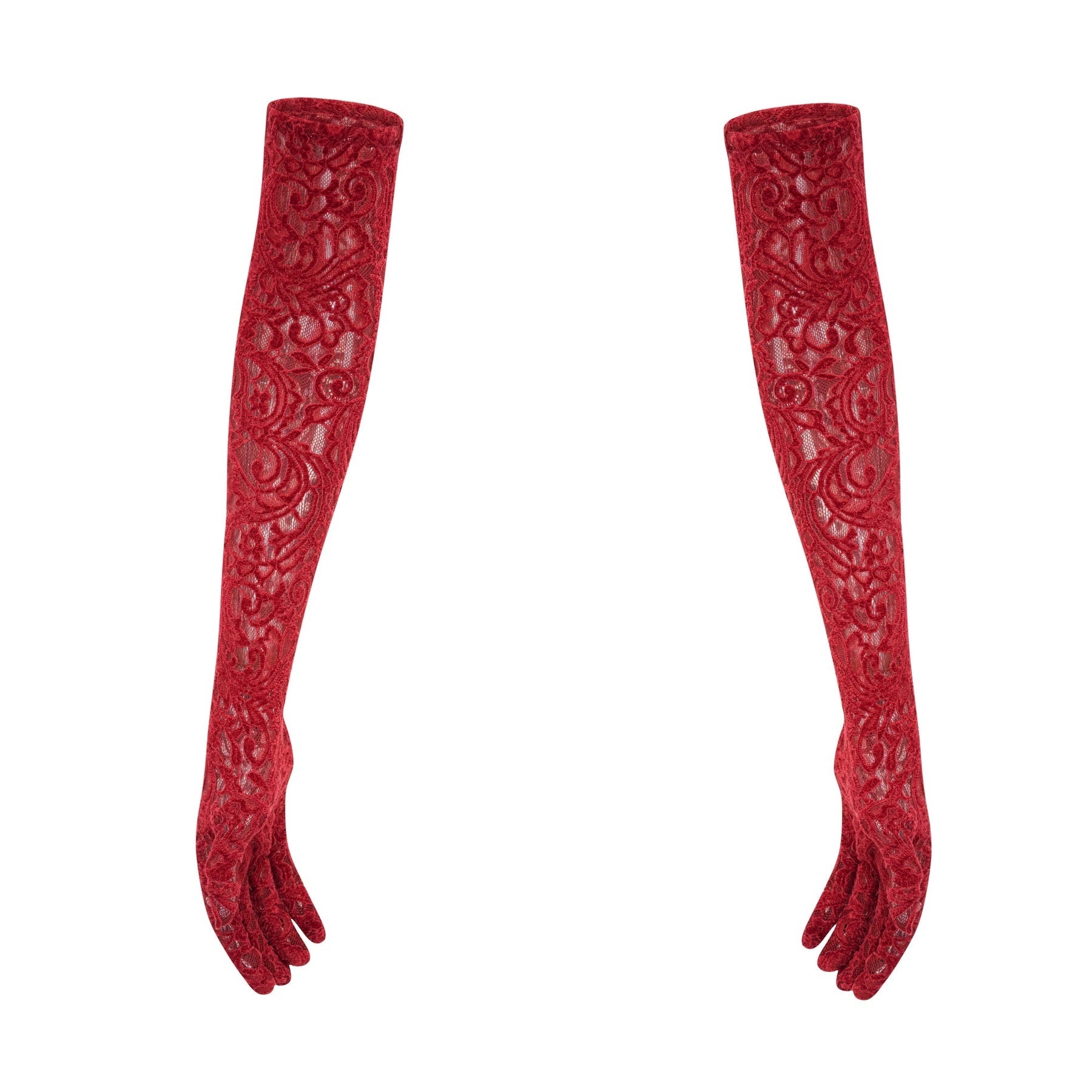 Casemiro Lace Midi Dress - Off - Shoulder - Diamond Accent - Gloves Included - Side Slit