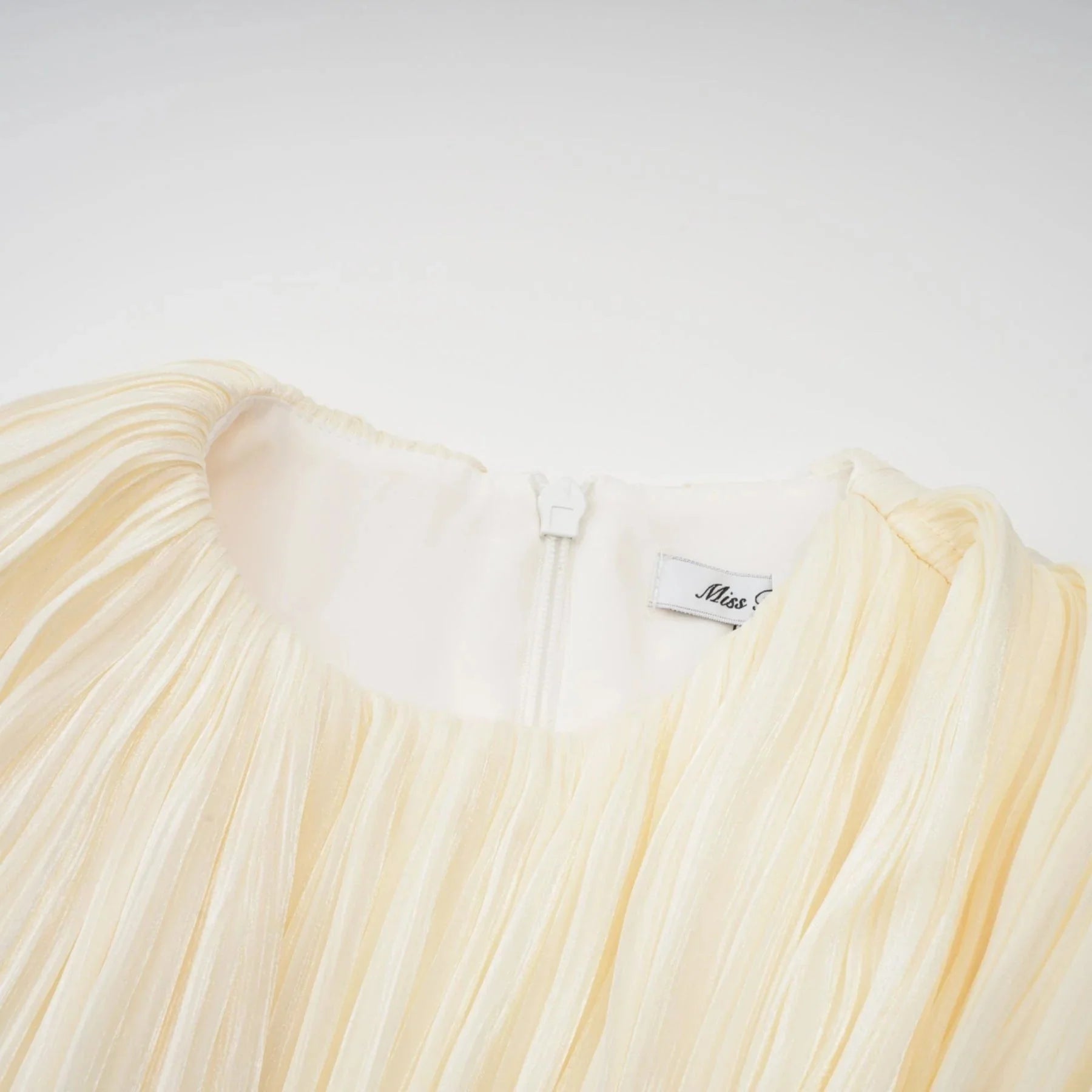 Cassidy Mini Dress Pleated Ribbon Bubble Hem Glitter Accent