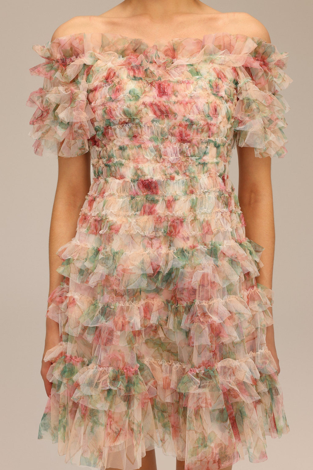 Cassidy Pink Floral Ruffle Dress for Women