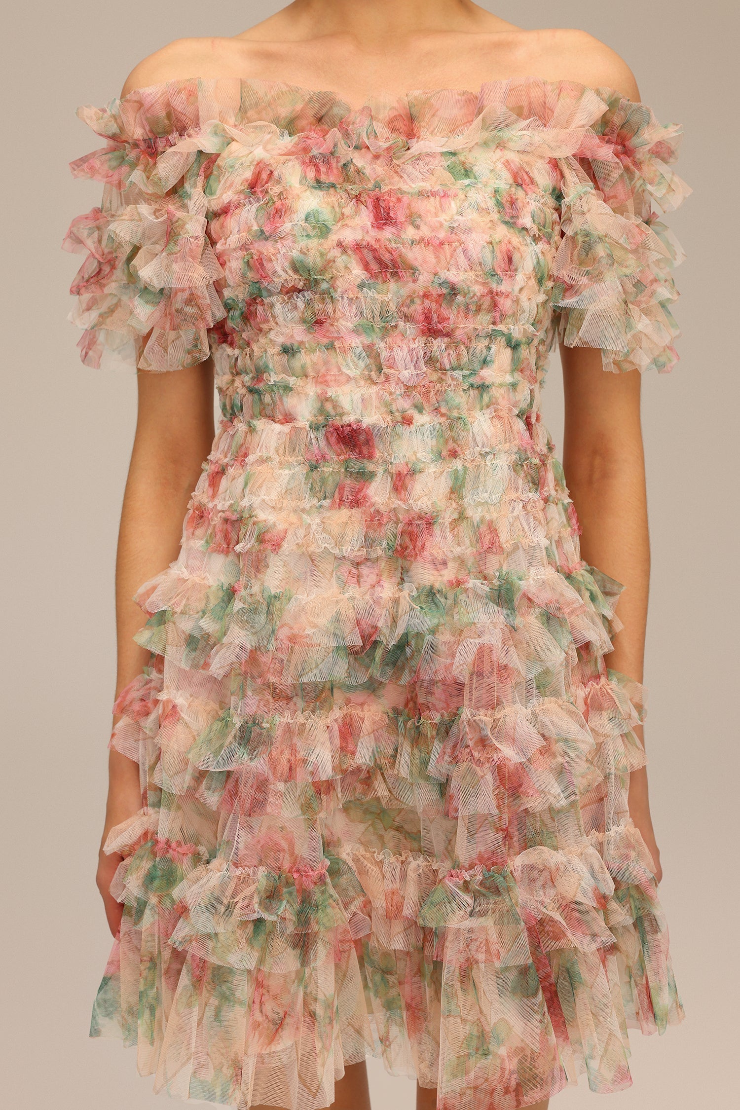 Cassidy Pink Floral Ruffle Dress for Women