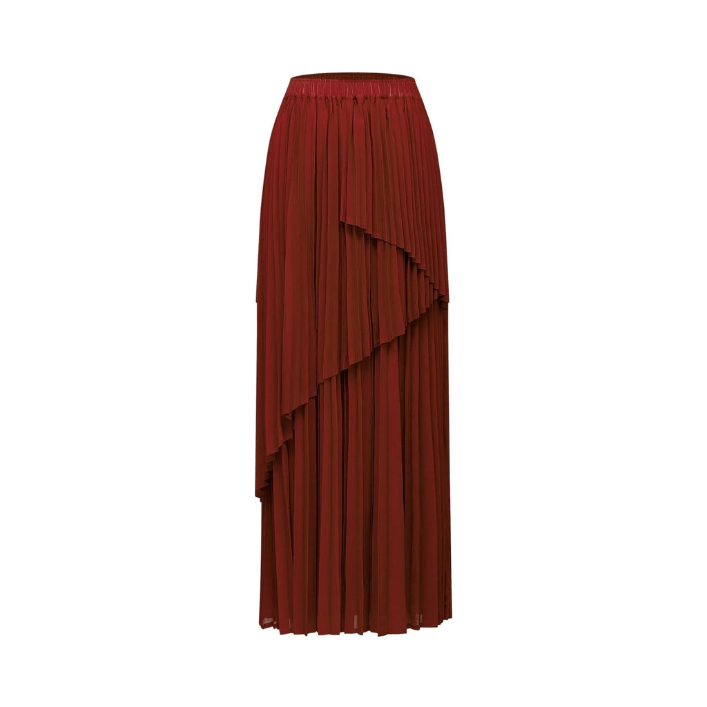 Caterina Top & Skirt Set - Elegant Bow - Tie Detail - Flattering Pleats - Asymmetric Hem - Layered Design - Ankle Length