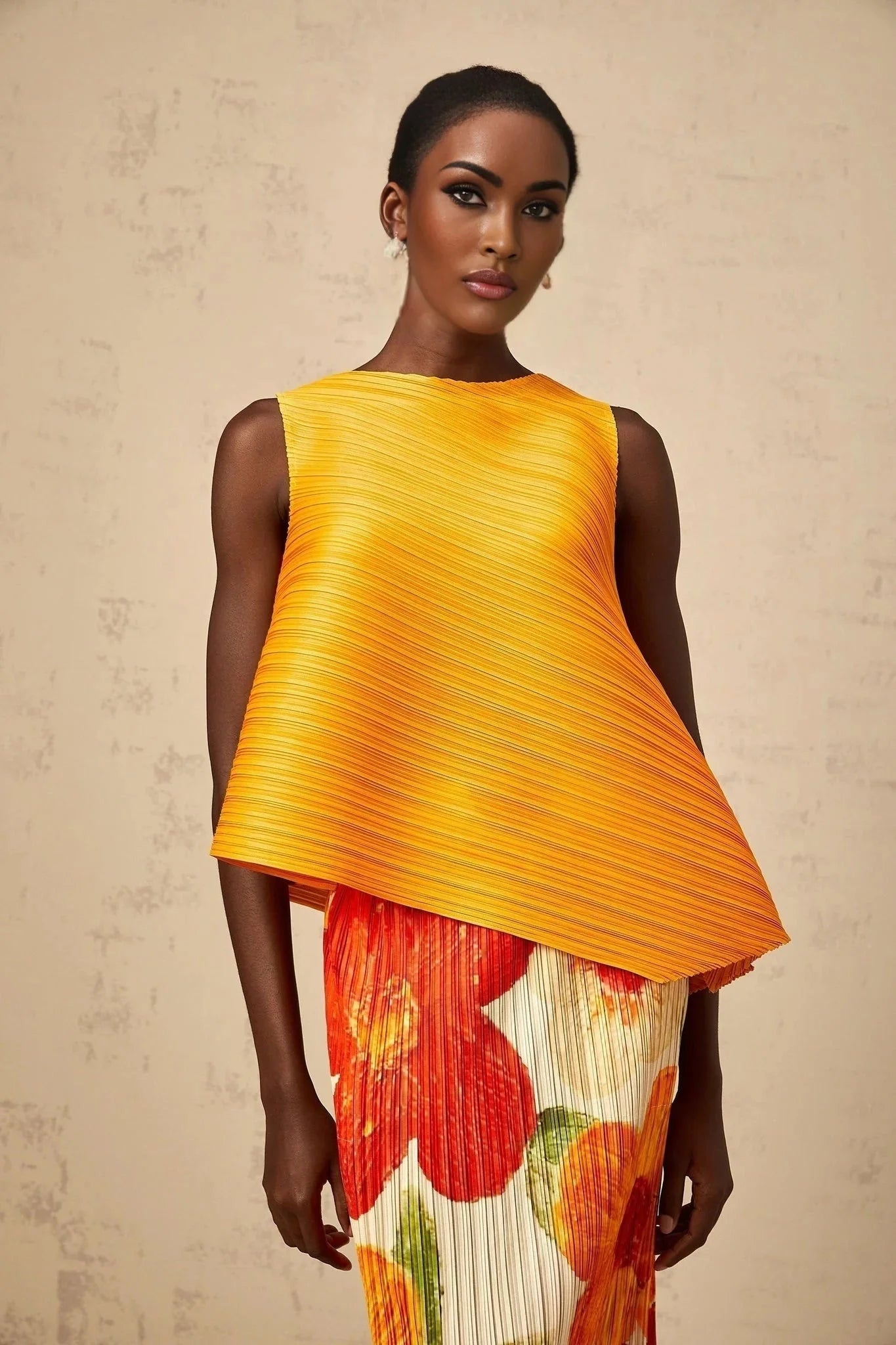 Catherine Top & Skirt Set Amber - Orange Floral Print