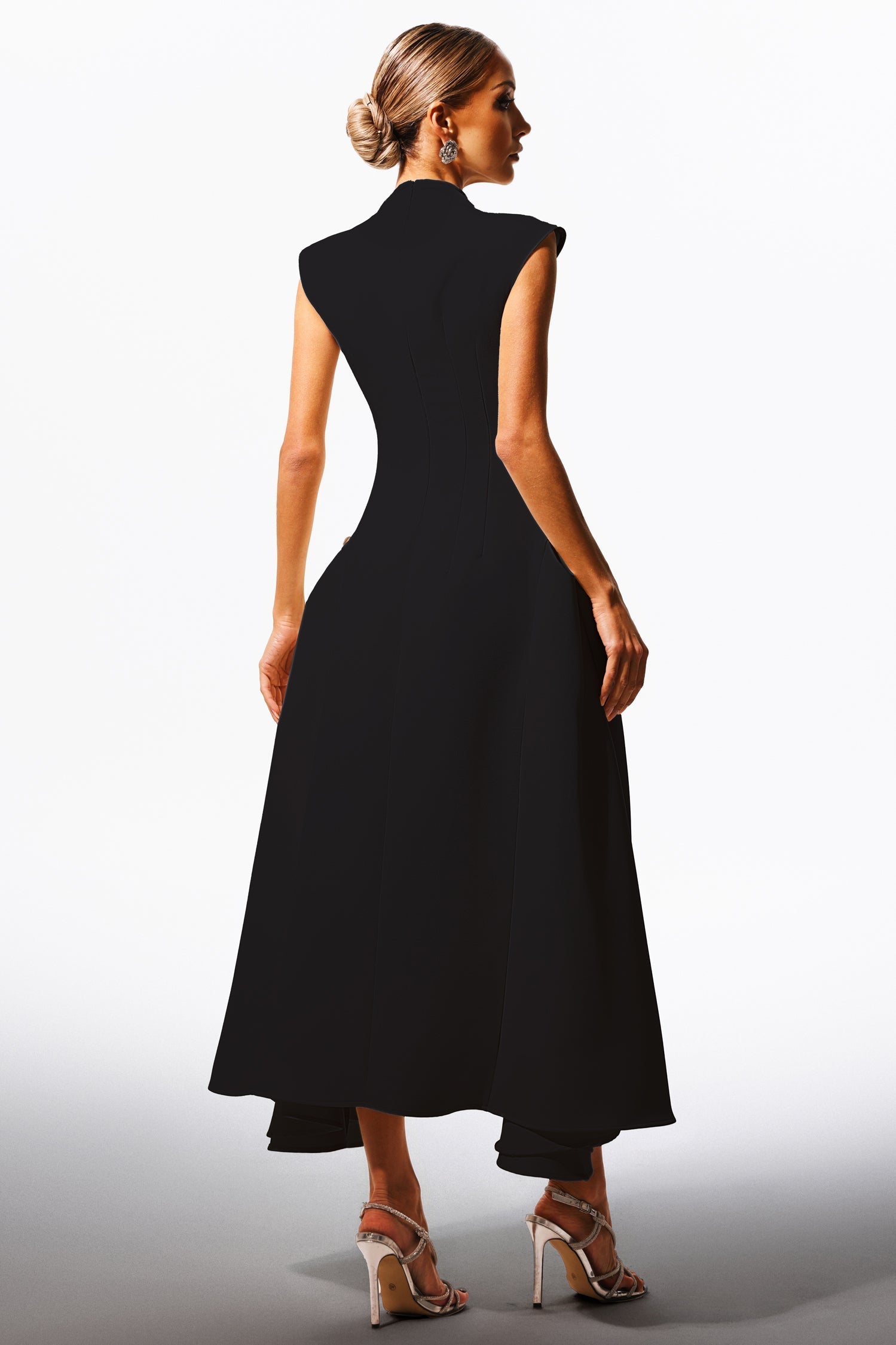 Cecilia Black Sleeveless Maxi Dress with Elegant Silhouette and Side Detailing
