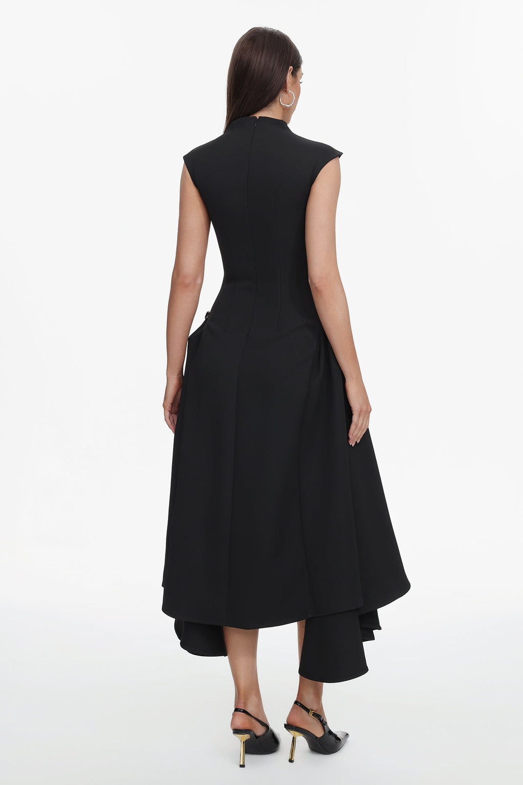 Cecilia Black Sleeveless Maxi Dress with Elegant Silhouette and Side Detailing