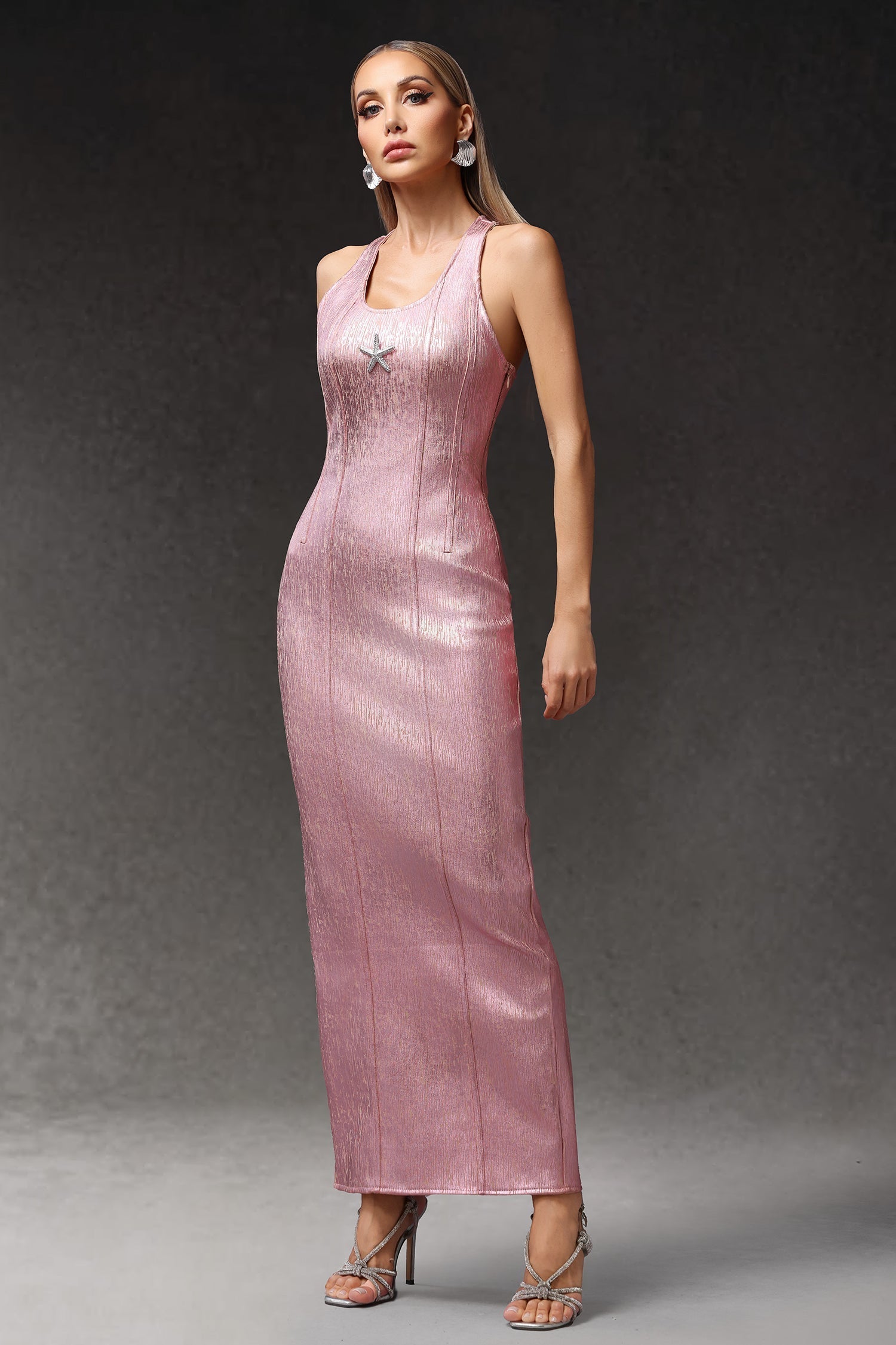 Cecilia Pink Starfish Embellished Sleevless Dress