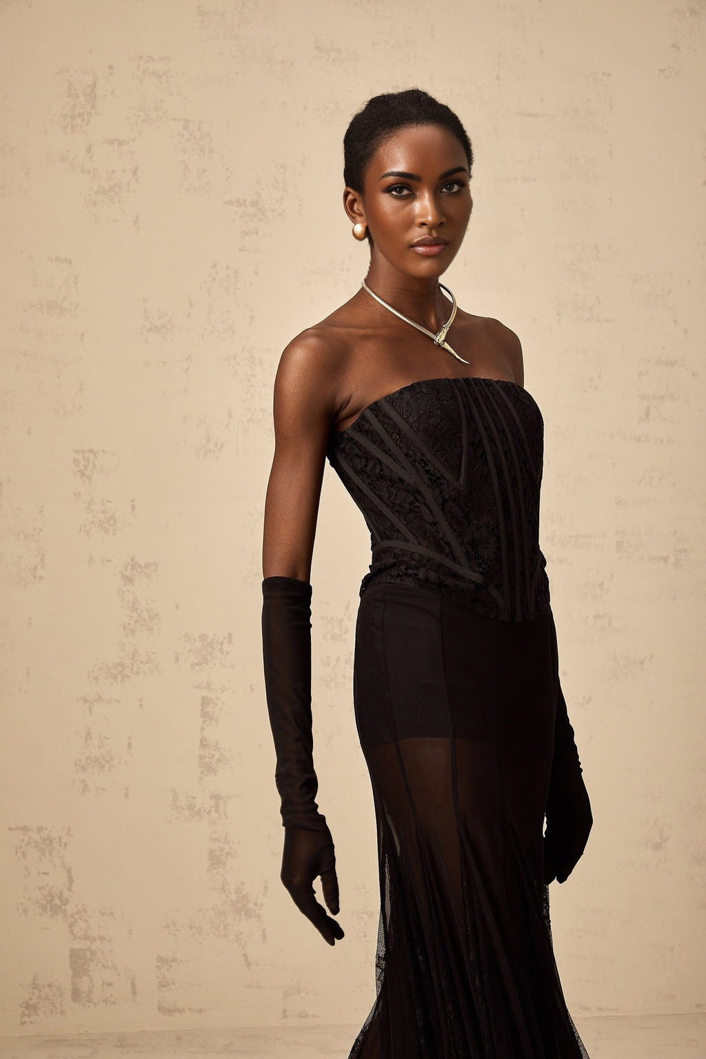 Celeste Corset & Skirt Set – Floral Lace – Semi - Sheer Tulle – Boned Fit
