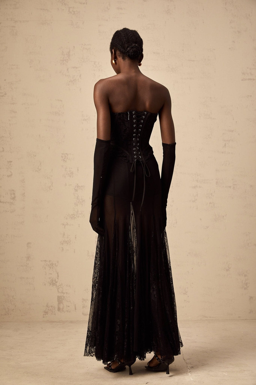 Celeste Corset & Skirt Set – Floral Lace – Semi - Sheer Tulle – Boned Fit