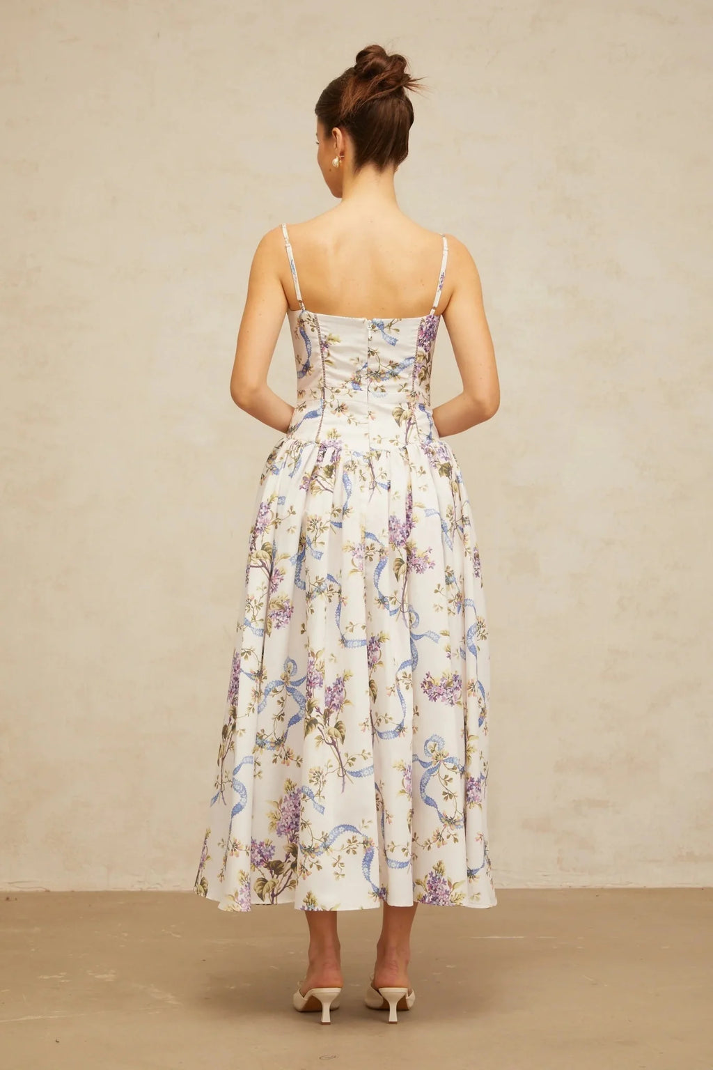Celeste Midi Dress Floral Print White & Multicolor