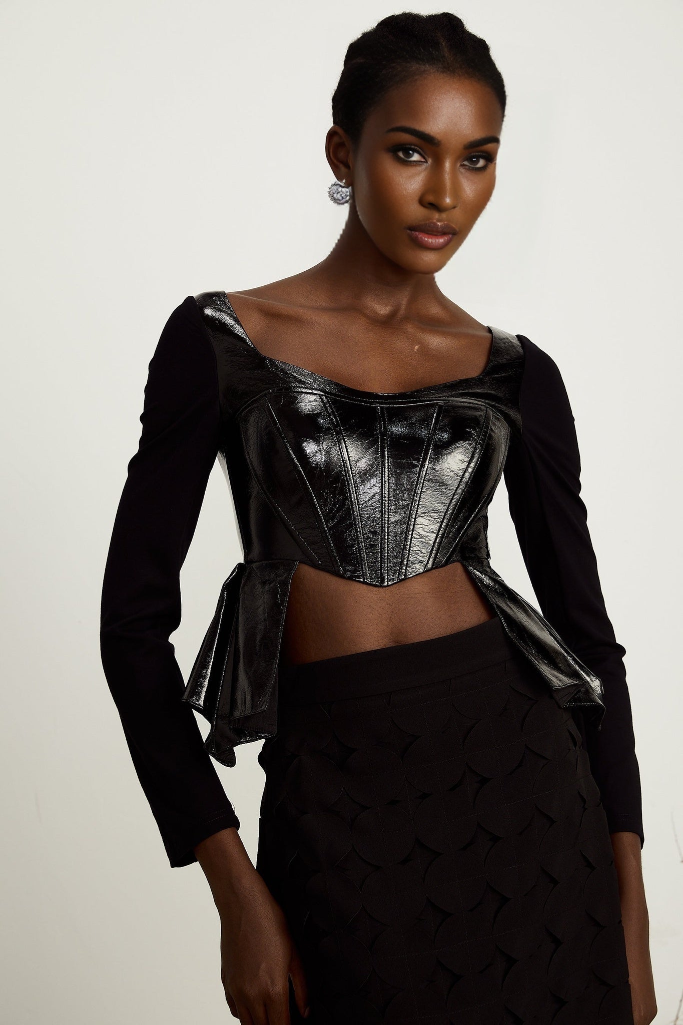 Celeste Top - Plunging Sweetheart Neckline - Open Back - Asymmetric Hem - Boned