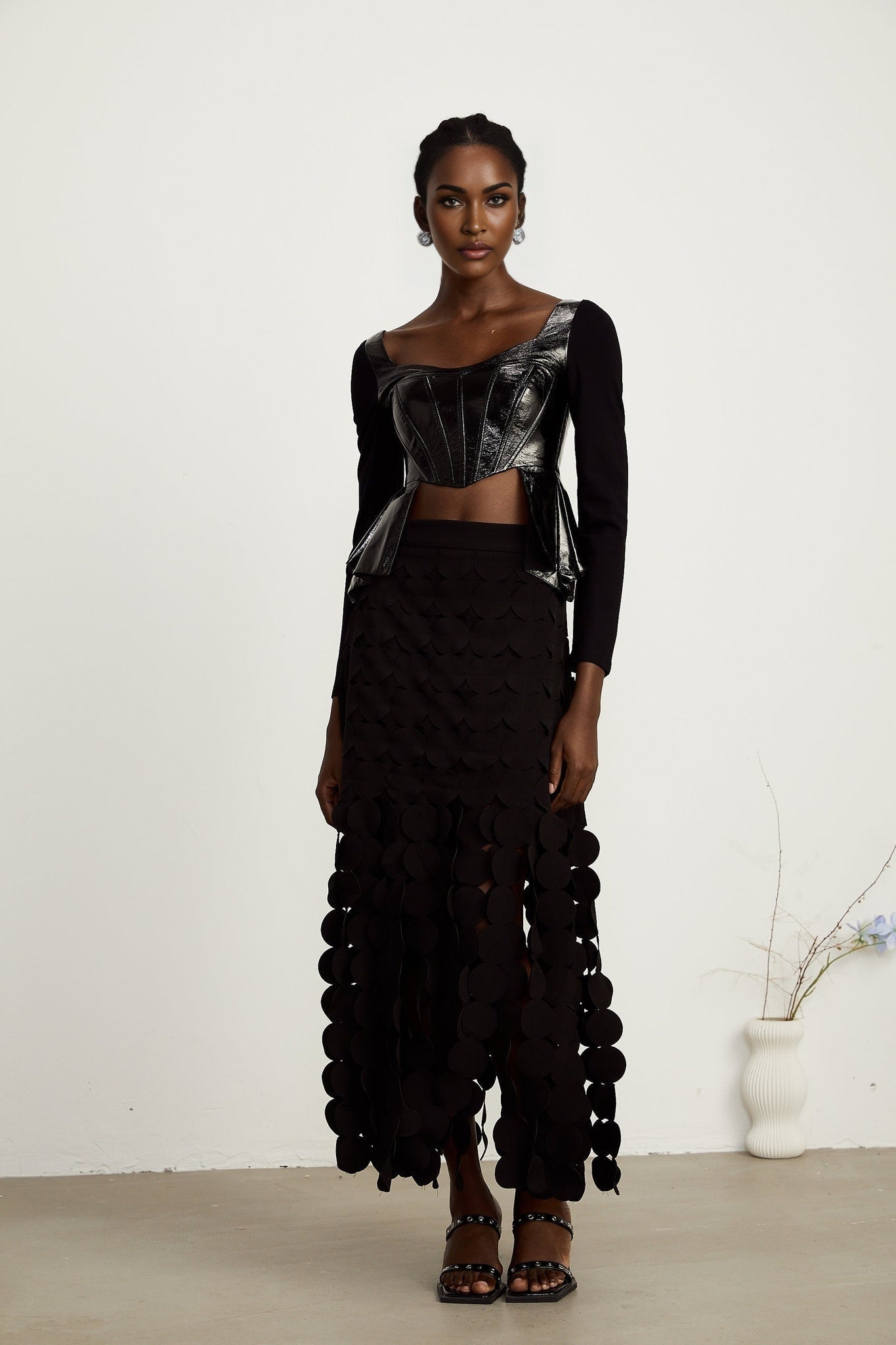 Celeste Top - Plunging Sweetheart Neckline - Open Back - Asymmetric Hem - Boned