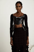 Celeste Top - Plunging Sweetheart Neckline - Open Back - Asymmetric Hem - Boned