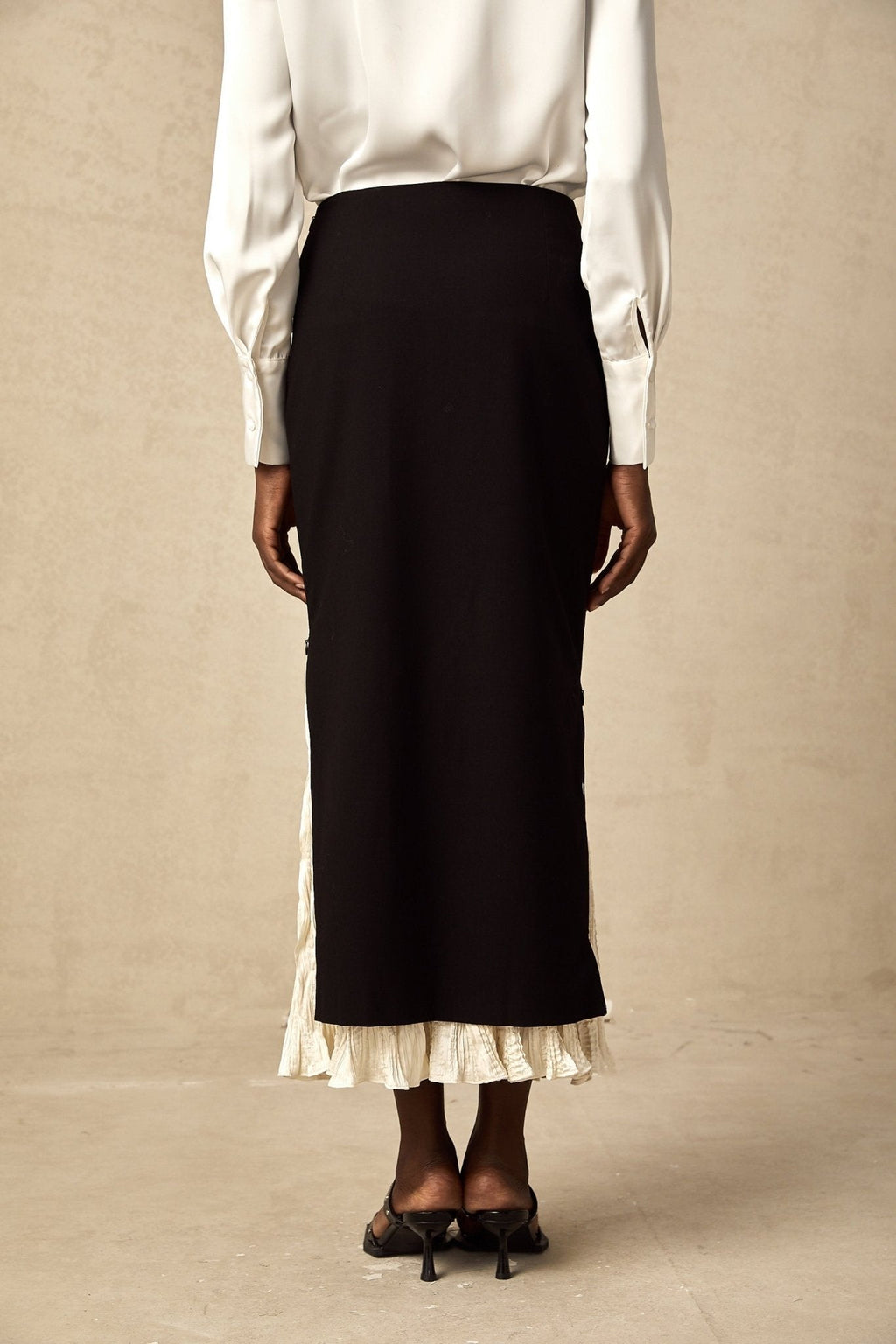 Celestina Skirt - Color Blocked Design - Panelled Ruffles - Scallop Hem - Side Zip Fastening