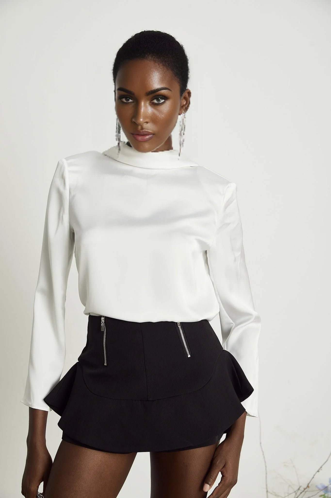 Charlee Stylish Culotte Shorts - Flounce Hem - Layered Design - High Waist - Front Zip Fastening