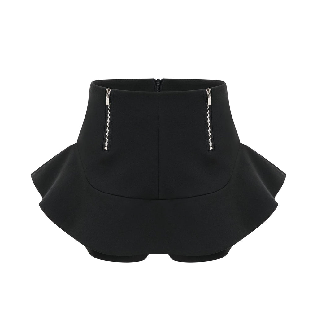 Charlee Stylish Culotte Shorts - Flounce Hem - Layered Design - High Waist - Front Zip Fastening