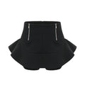 Charlee Stylish Culotte Shorts - Flounce Hem - Layered Design - High Waist - Front Zip Fastening