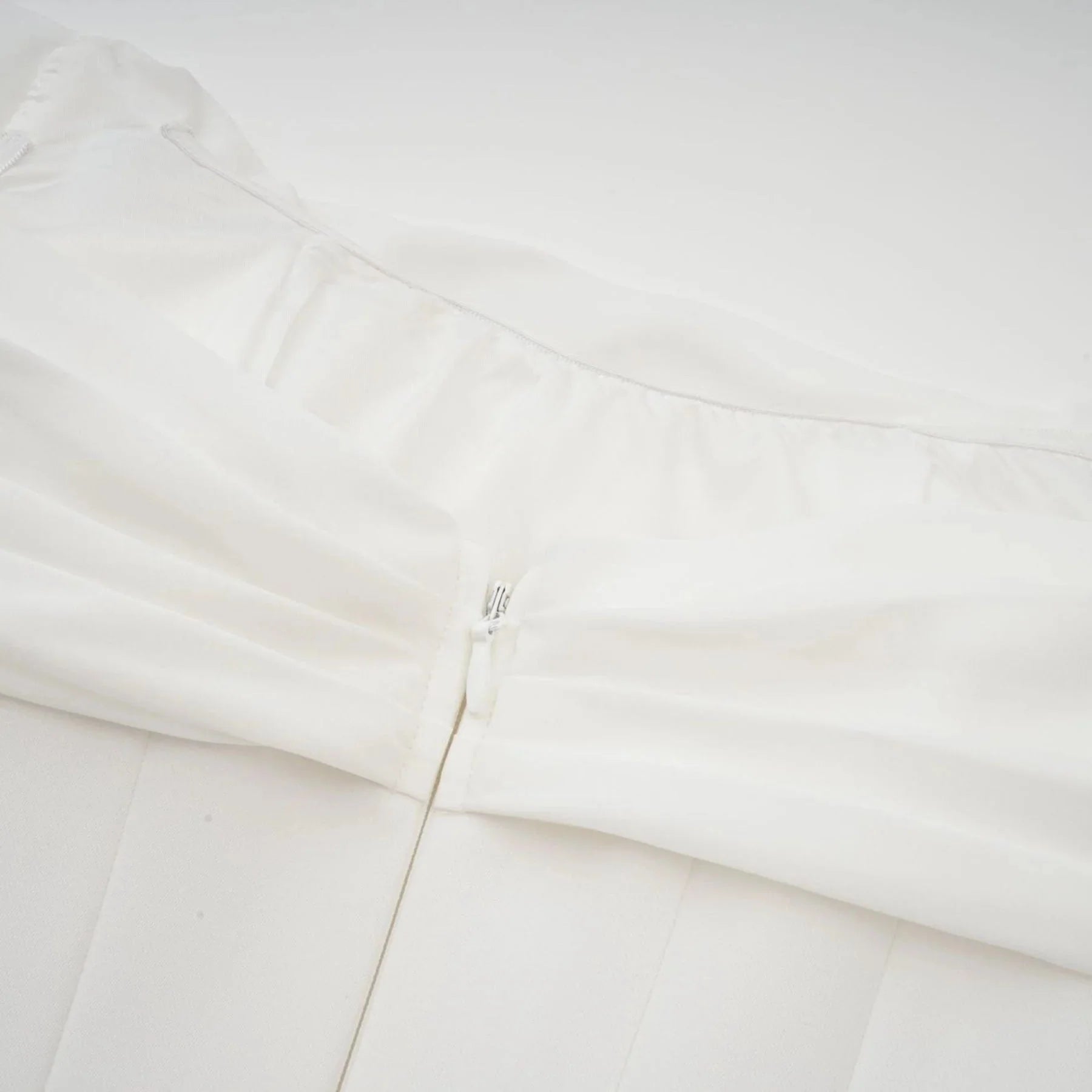 Charleigh Mini Dress White Ribbon Ruched Layered