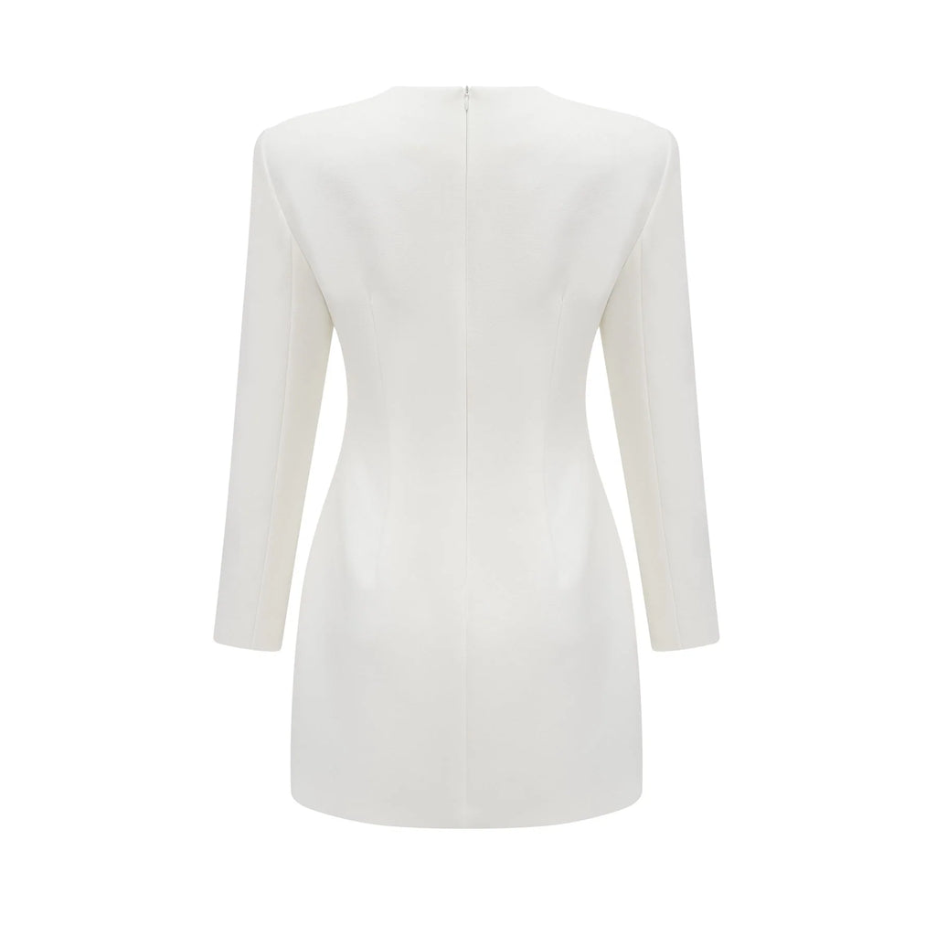 Charlotte Mini Dress - Long Sleeve - Faux - Flower & Sequin Detailing - Crystal Embellishment