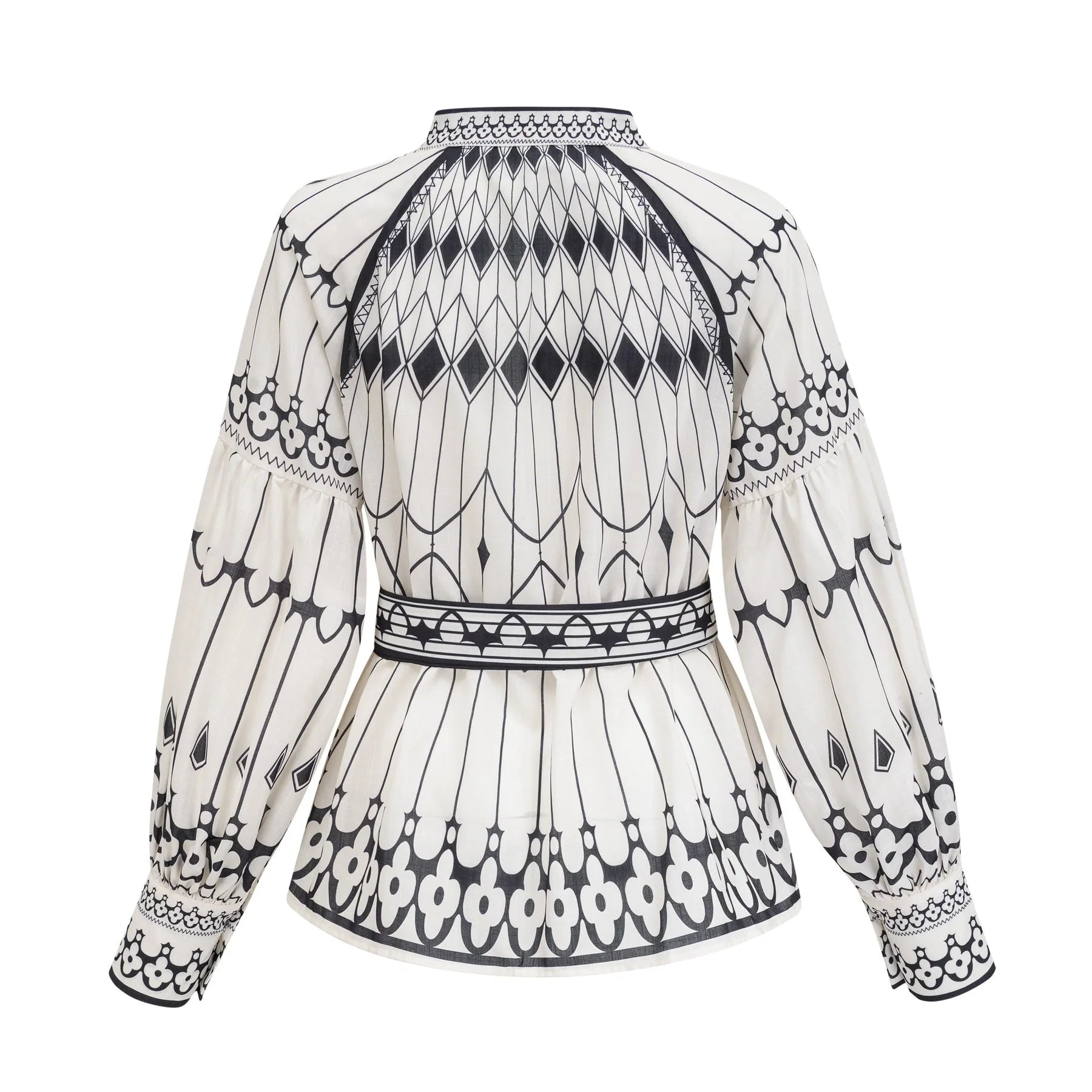 Charlotte Shirt & Shorts - Long Sleeve All - Over Graphic - Front Button Fastening - Elasticated Waist Thigh Length