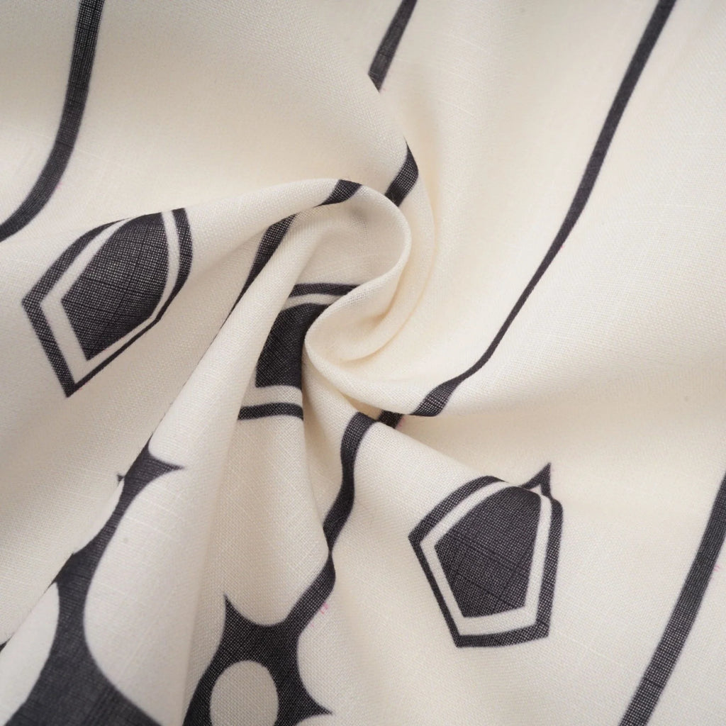Charlotte Shirt & Shorts - Long Sleeve All - Over Graphic - Front Button Fastening - Elasticated Waist Thigh Length