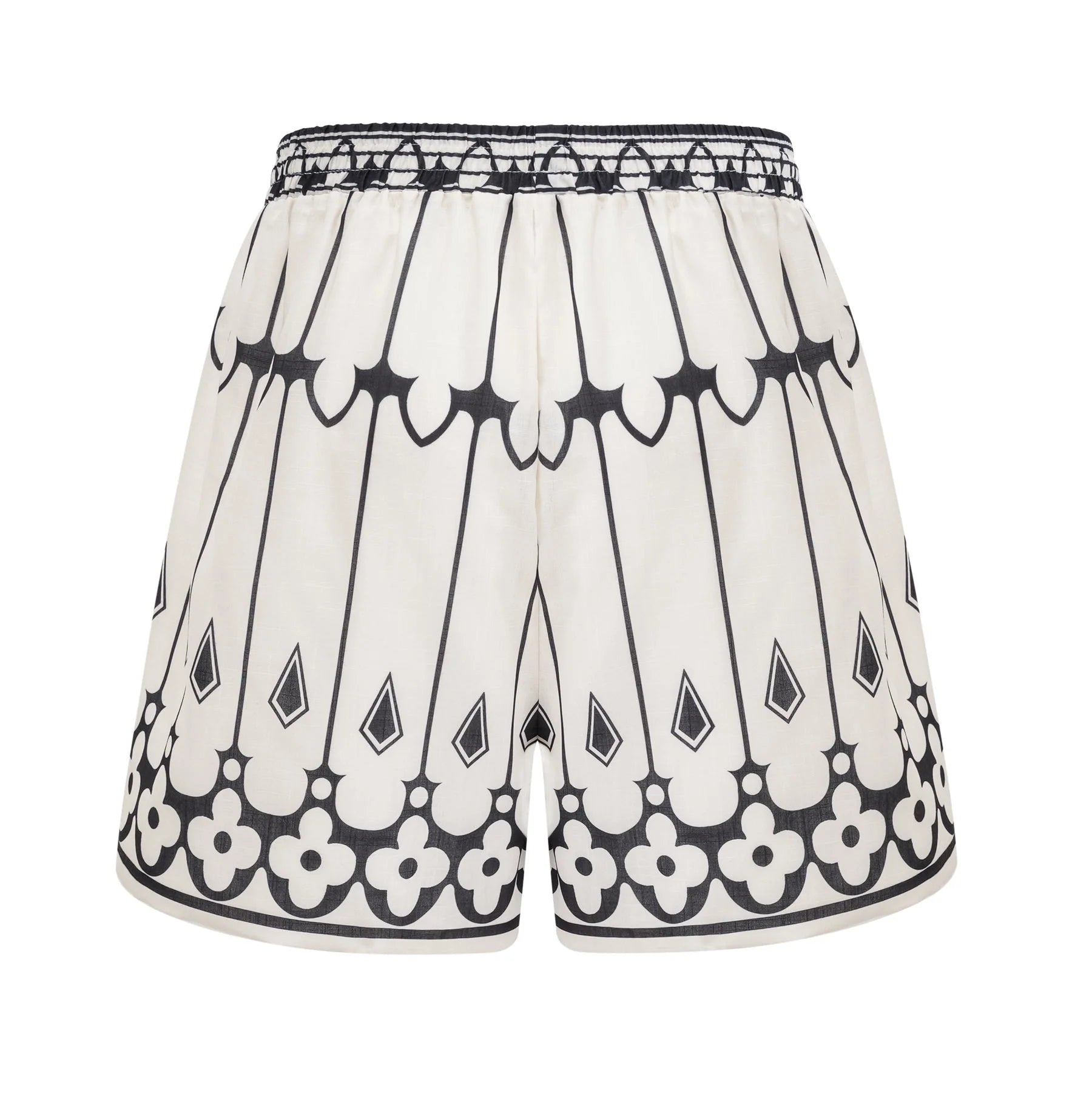 Charlotte Shirt & Shorts - Long Sleeve All - Over Graphic - Front Button Fastening - Elasticated Waist Thigh Length