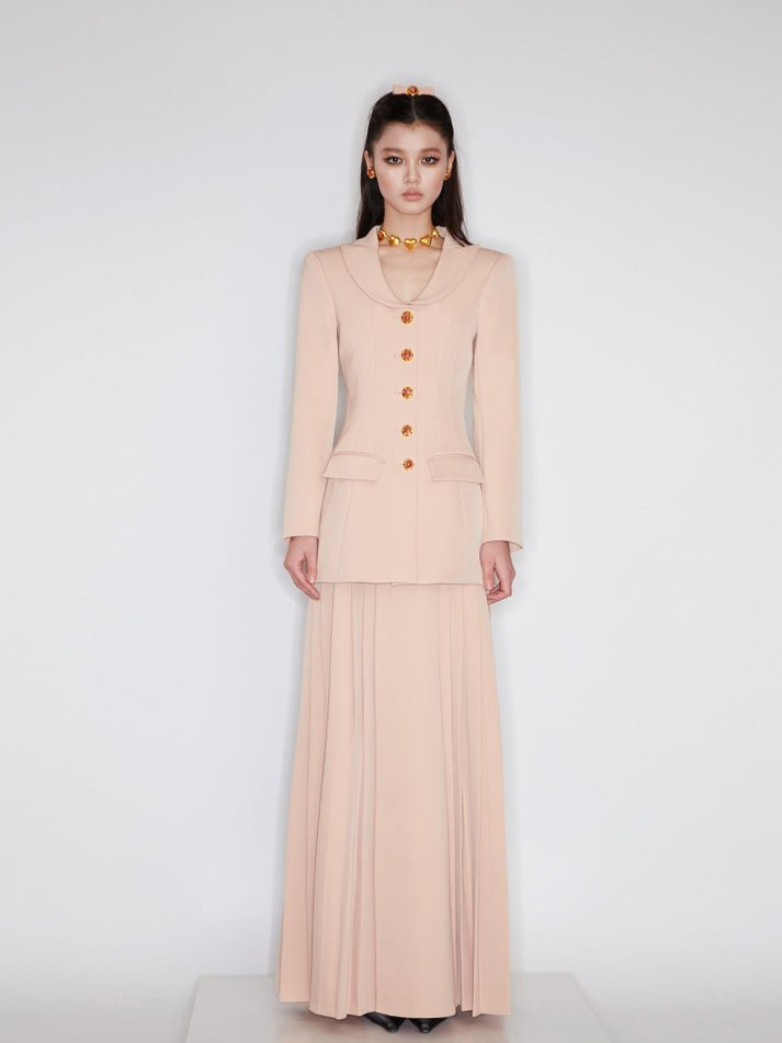 Cherish Maxi Skirt - High - Waisted Fit - Refined Pleated Structure - Flowing Silhouette - Versatile For Formal, Casual, And Workwear