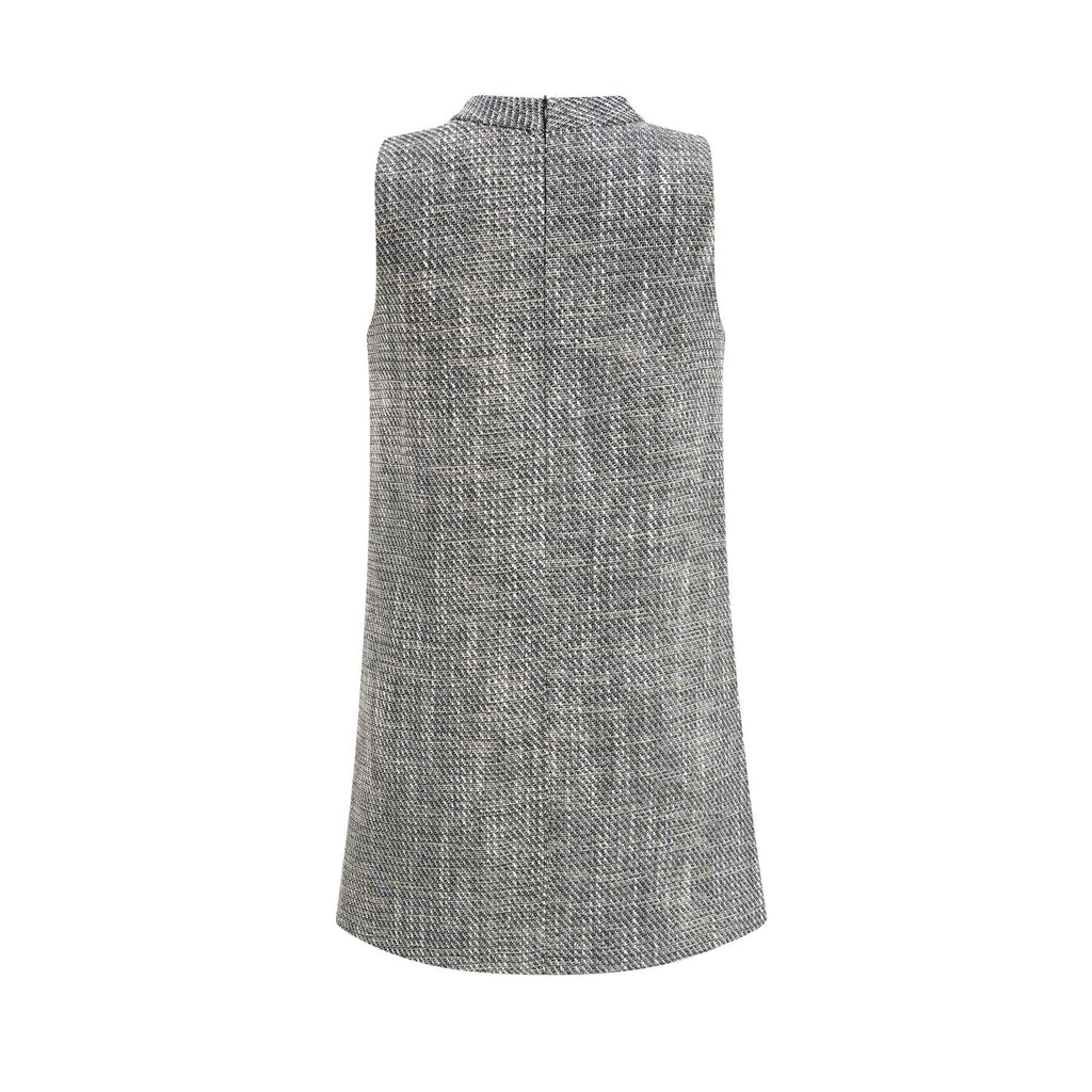 Cherish Mini Dress - Crew Neck - Sleeveless - Faux - Flower Detailing - A - Line Silhouette
