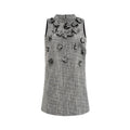 Cherish Mini Dress - Crew Neck - Sleeveless - Faux - Flower Detailing - A - Line Silhouette