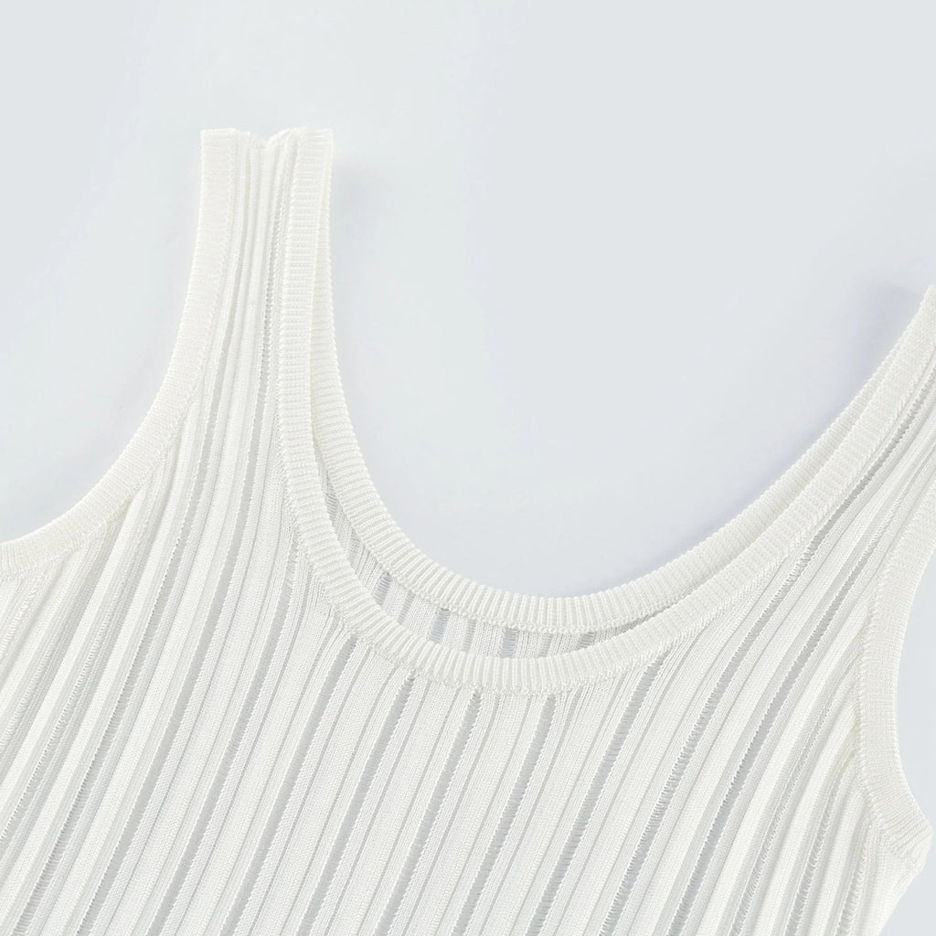 Cherish Mini Dress - U - neck - Sleeveless - Cut - out & Pleated Detailing - Flared Skirt