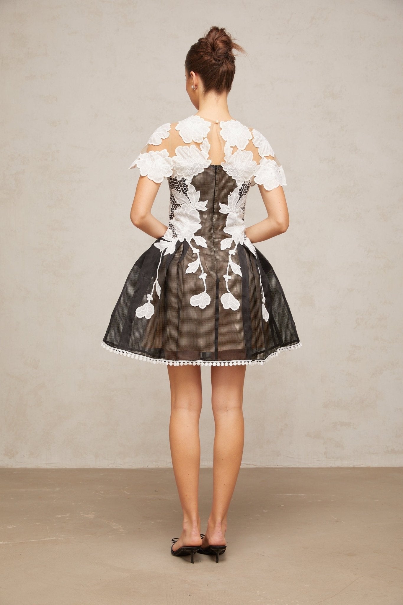 Cheyenne Mini Dress - Color Blocked Design - Cap Sleeves - Cinched Waist - Pleated Detailing