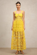 Cheyenne Yellow Lace Floral Dress for Women