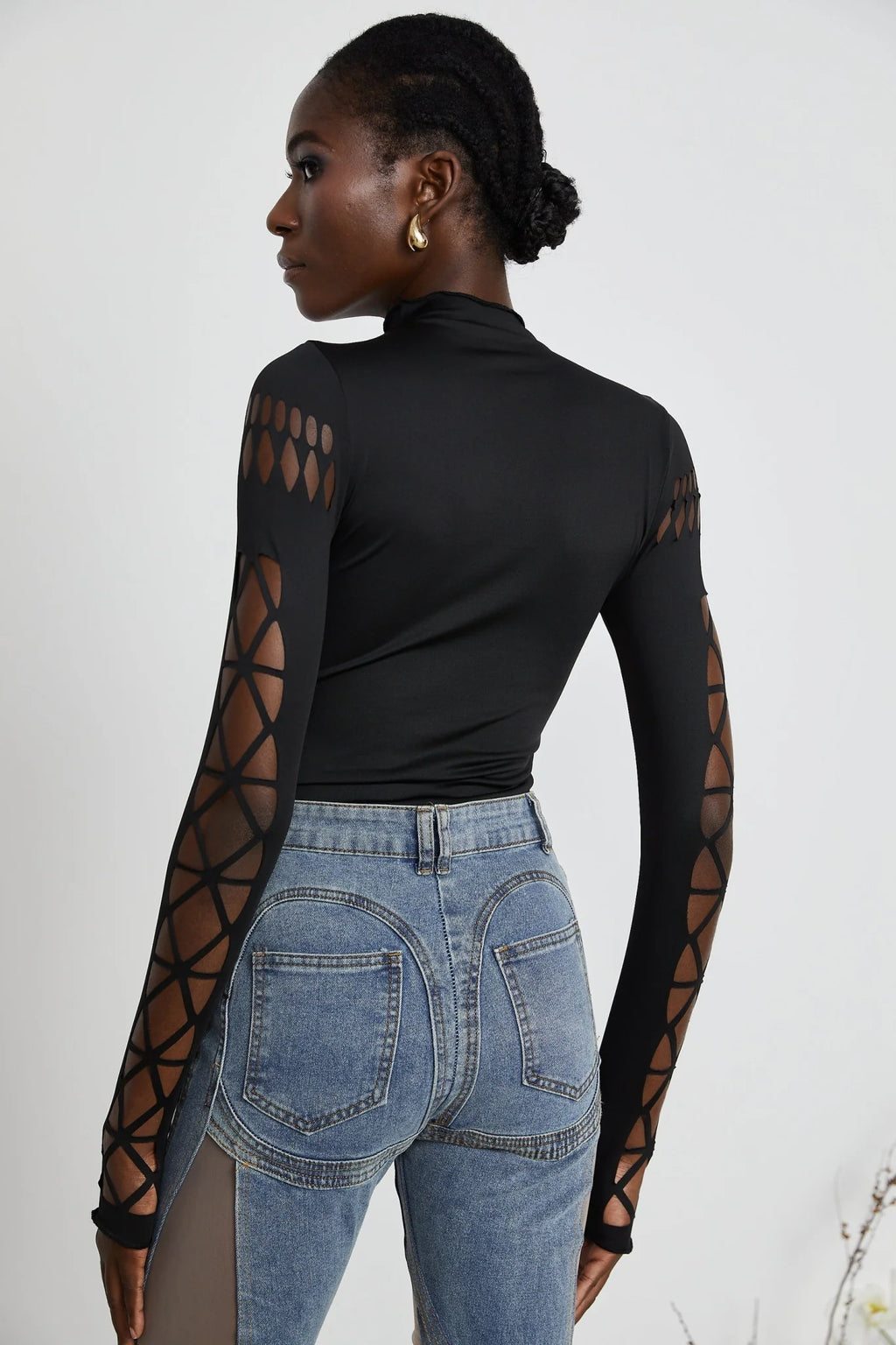 Chiara Bodysuit - Mock Neck - Cut - Out Design - Bodycon Fit - Long Sleeves