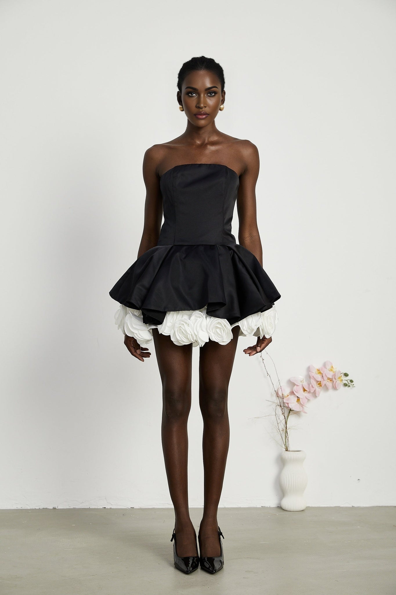 Chiara Mini Dress - Off - Shoulder Style - Sleeveless - Multi - Layered - Fitted Waist
