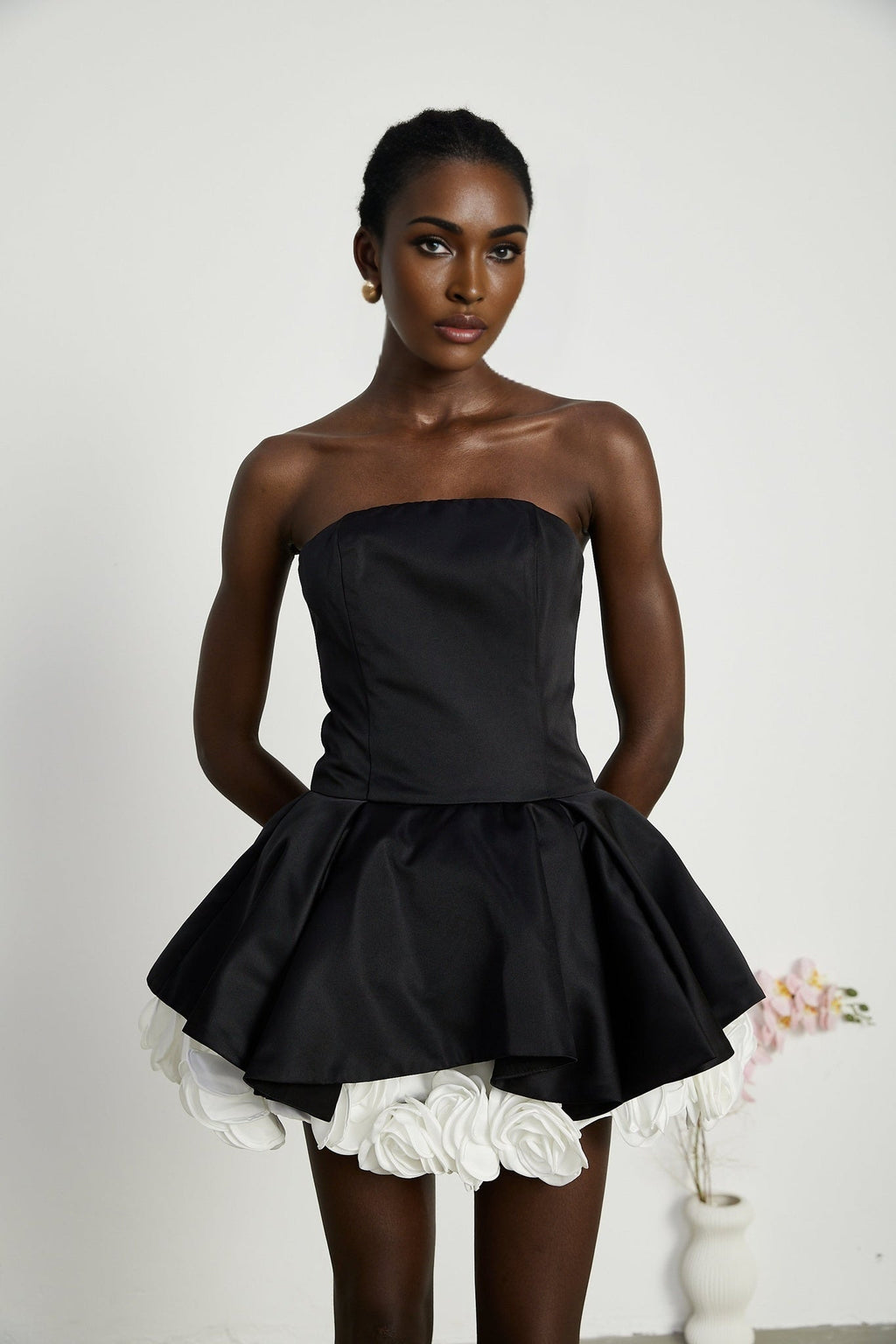 Chiara Mini Dress - Off - Shoulder Style - Sleeveless - Multi - Layered - Fitted Waist