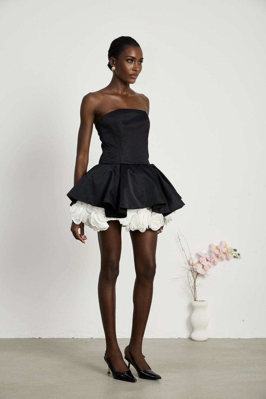Chiara Mini Dress - Off - Shoulder Style - Sleeveless - Multi - Layered - Fitted Waist
