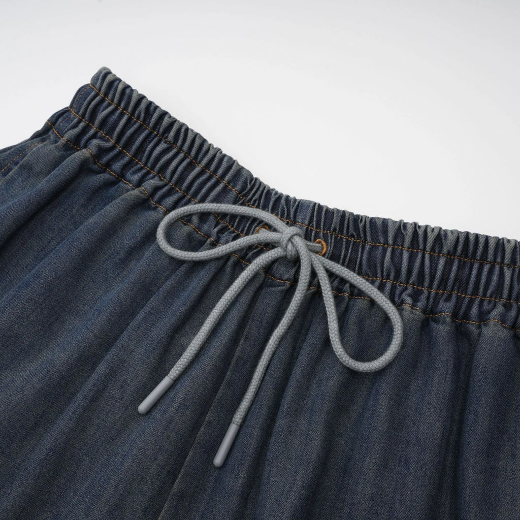 Chiara Top & Shorts - Denim Blend - Lace Detailing - Elasticated Waistband - Side Pockets
