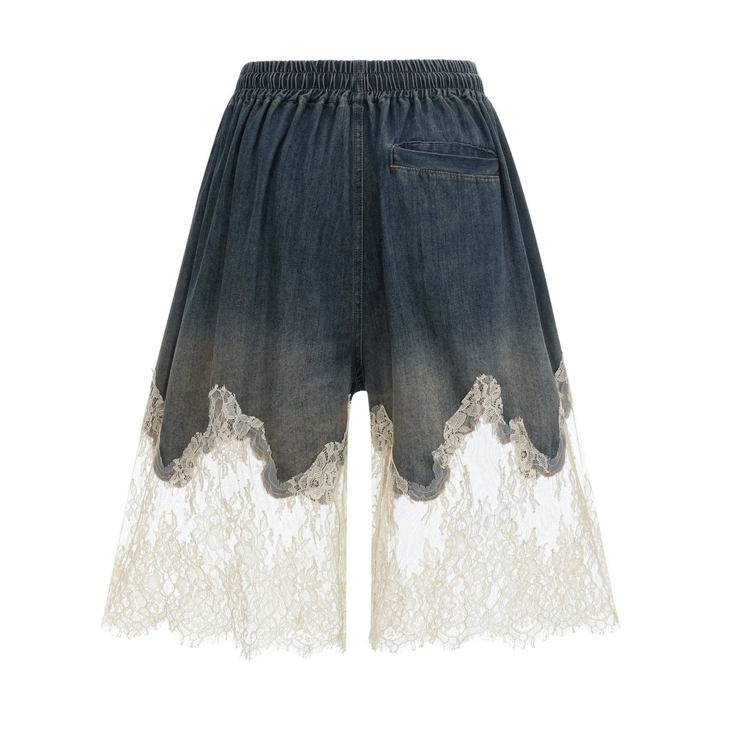 Chiara Top & Shorts - Denim Blend - Lace Detailing - Elasticated Waistband - Side Pockets