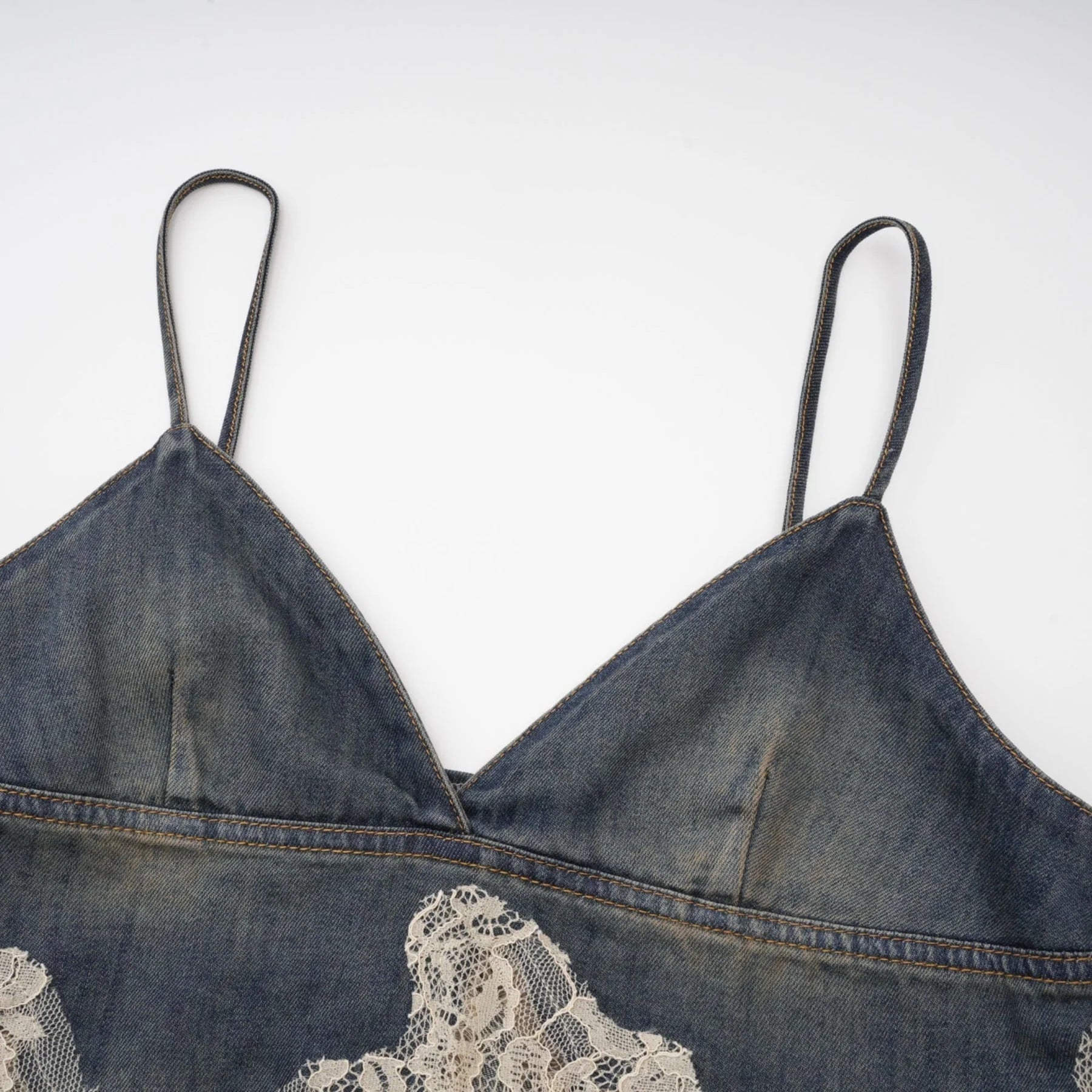 Chiara Top & Shorts - Denim Blend - Lace Detailing - Elasticated Waistband - Side Pockets