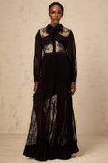 Chloe Maxi Dress - Ribbon Tie - Neck Detailing - Pleated Skirt - Floral - Lace - Buttoned Cuffs - Side Zip