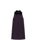 Clara Dress - Sleeveless A - Line Silhouette - Velvet Collar - Shimmering Details - Relaxed Fit
