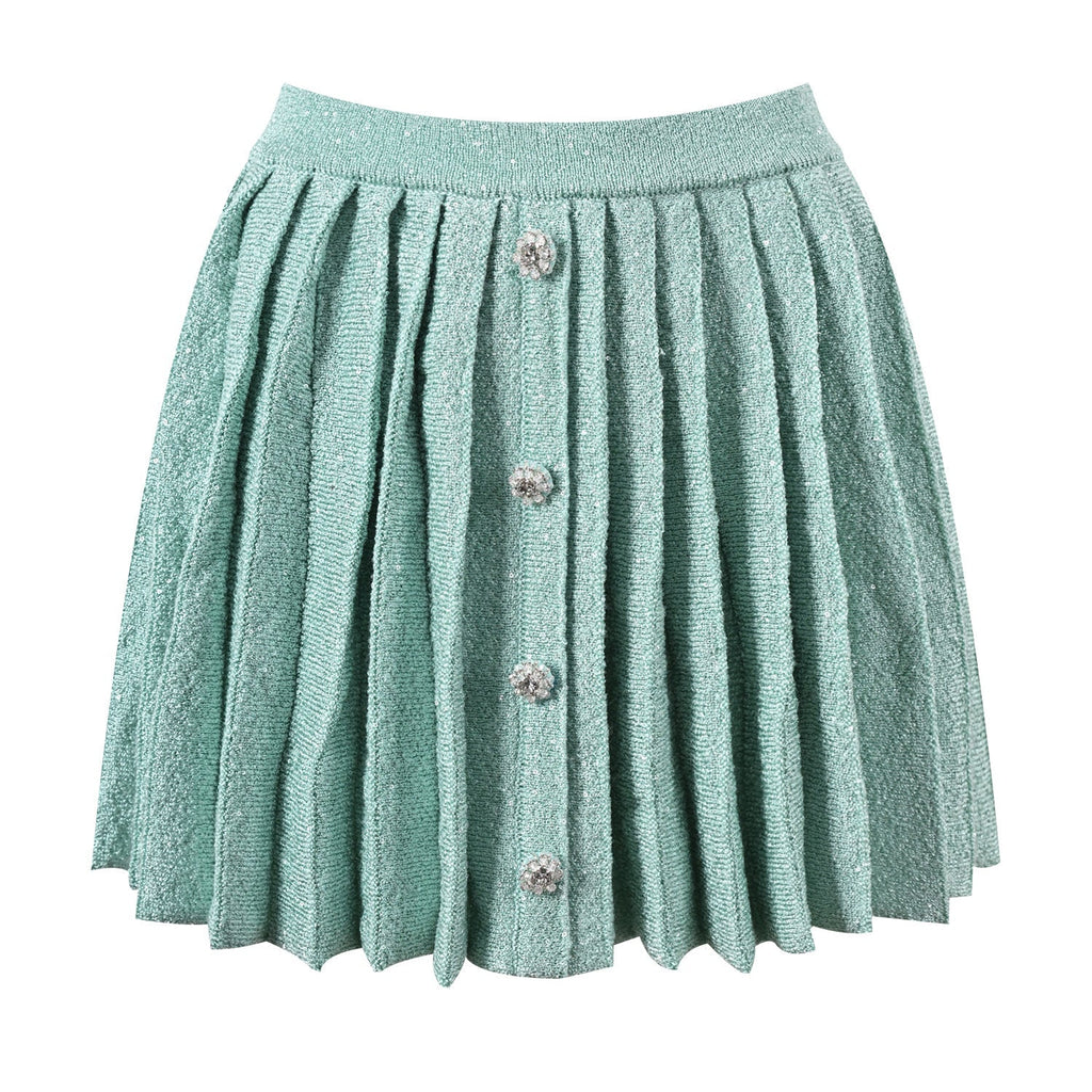 Clara Jacket & Skirt Set - Sophisticated Tweed Texture - Floral Embellishments - Pearl Button Detailing - Tailored Fit