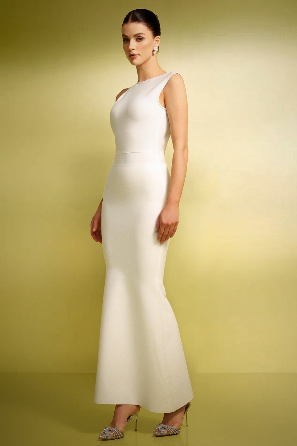 Clara White Bandage Maxi Dress Backless Formal Event Evening Wear