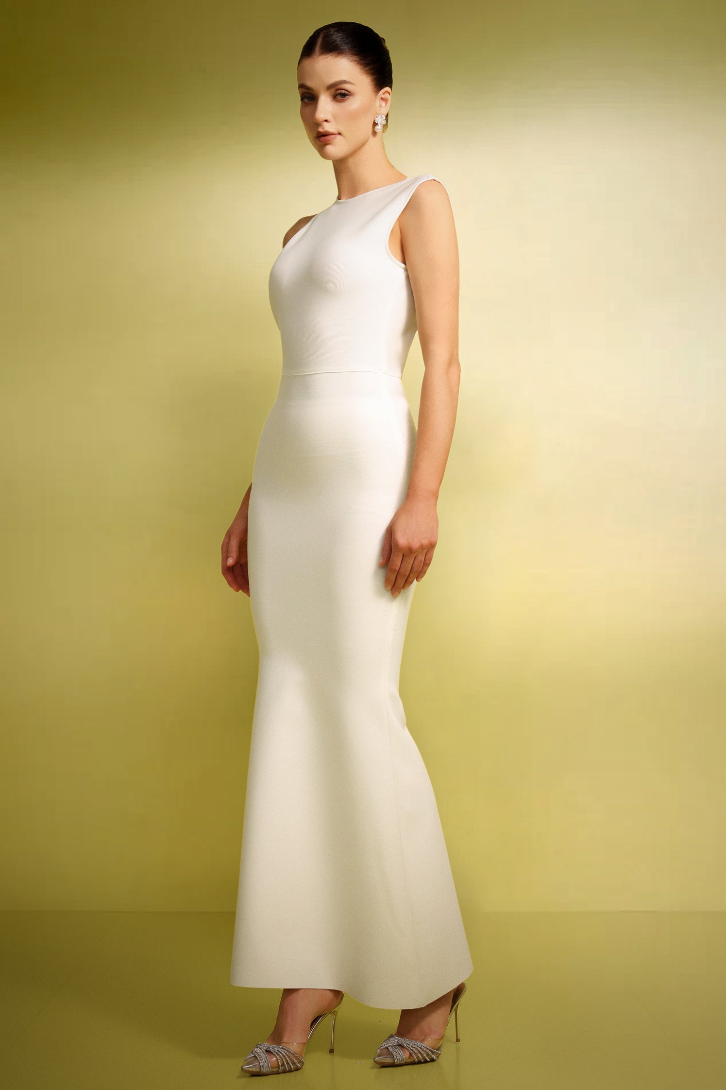 Clara White Bandage Maxi Dress Backless Formal Event Evening Wear