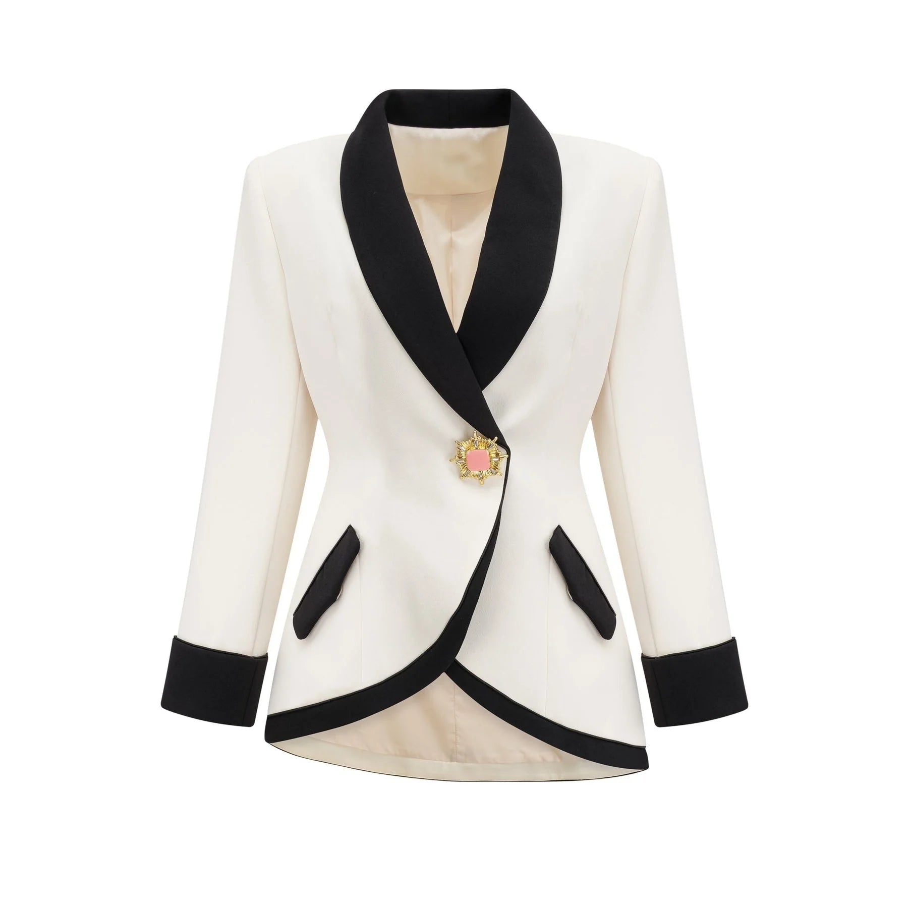Clarissa Jacket & Skirt - Tonal Lapels - Contrast Colors - Panelled Design - Front Button Detailing