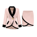 Clarissa Jacket & Skirt - Tonal Lapels - Contrast Colors - Panelled Design - Front Button Detailing