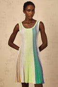 Clarissa Mini Dress Green Sequin Stripe Texture Mini - Length