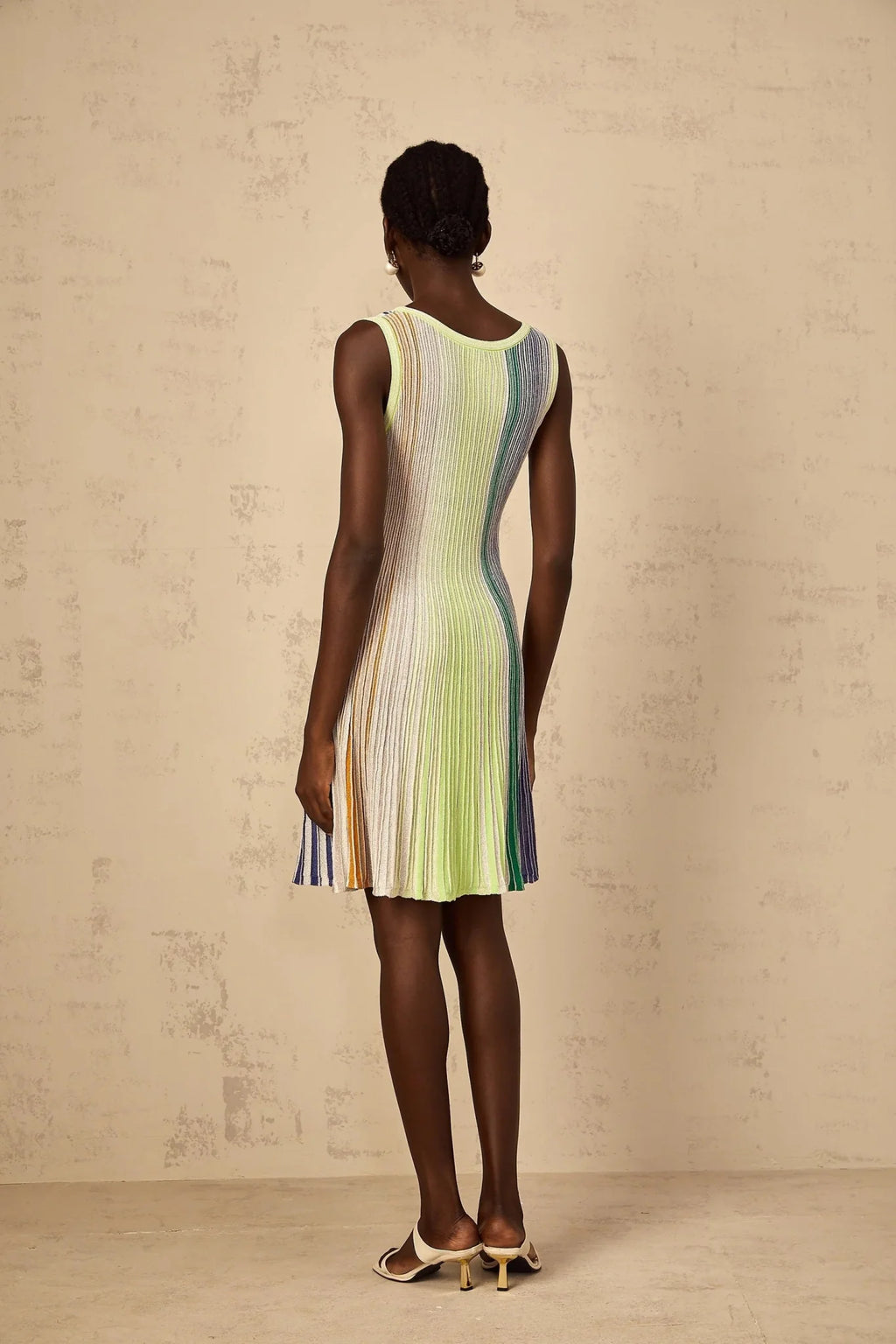 Clarissa Mini Dress Green Sequin Stripe Texture Mini - Length